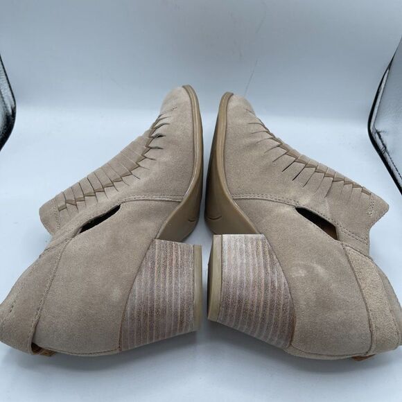 Franco Sarto Tan Leather Heeled Buckled Ankle Booties 6 - Picture 6 of 11